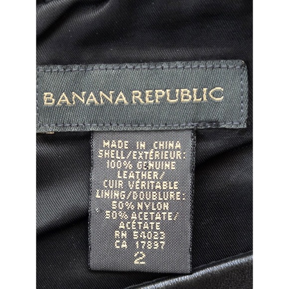 Banana Republic Leather Pencil Skirt Contrast Stitching Size 2 Brown Y2K Lined - Picture 7 of 7